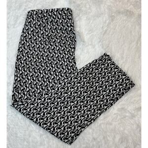 Brooks Brothers Natalie Fit Women`s Black&White Bird Print Ankle Pants sz.6